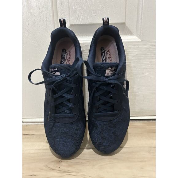 Skechers Air Cooled Memory Foam Sneakers Navy Blue/Whit/Pink Size 10 - Picture 5 of 8